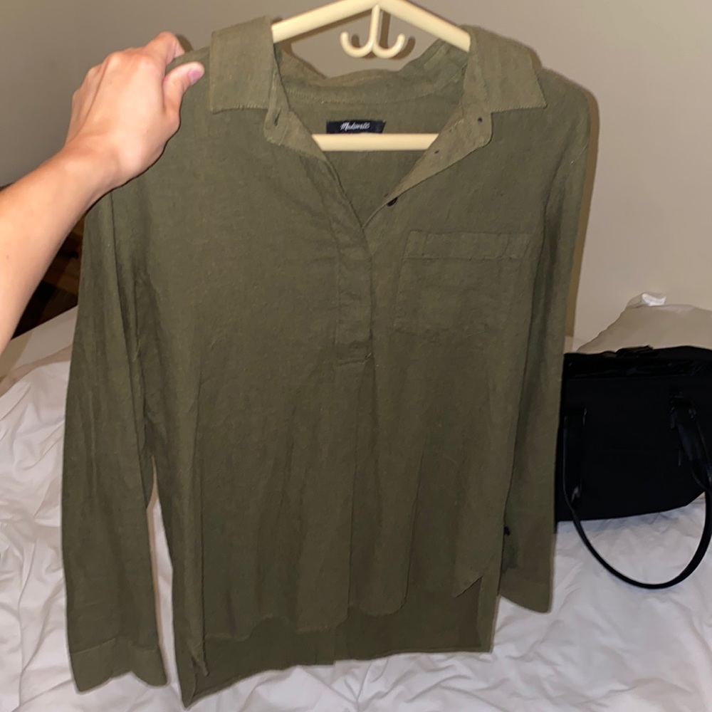MADEWELL Olive Button Down Shirt long sleeve